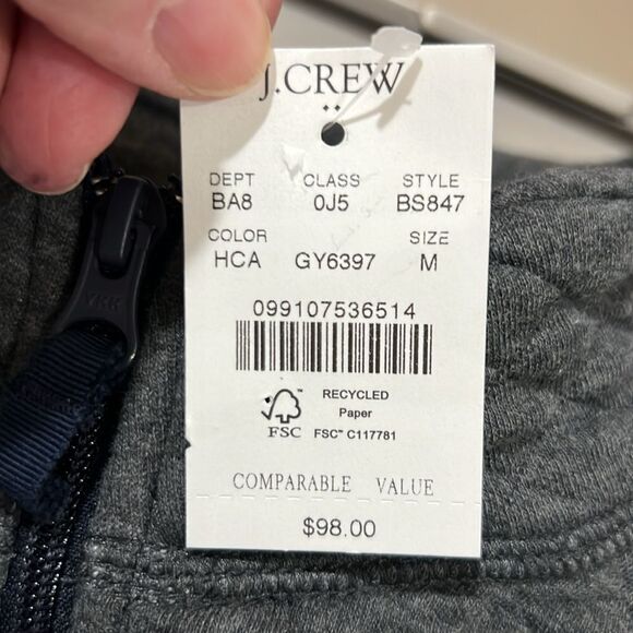 J. Crew Factory  bs847 Gray Quilted half-zip NWT size medium - Picture 5 of 8